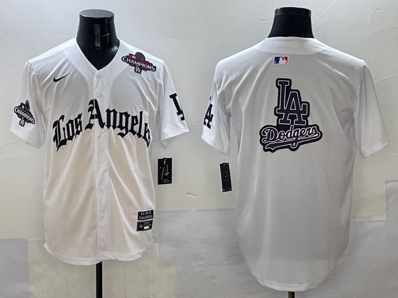 Men Los Angeles Dodgers Blank White Five generations Joint Name 2025 Nike MLB Jersey style 65->los angeles dodgers->MLB Jersey